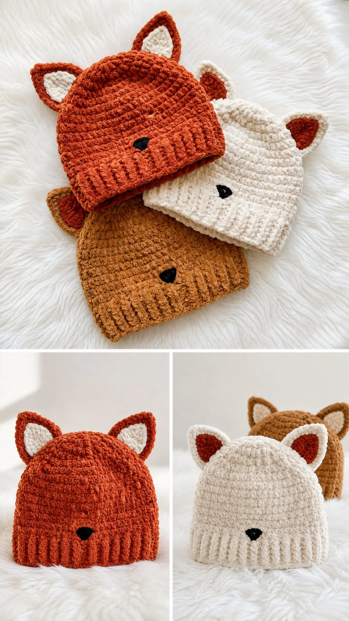 Woodland Fox Ear Baby Beanie Free Crochet Pattern